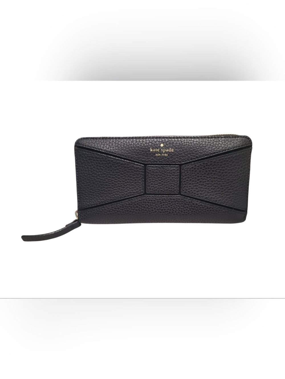 Kate Spade Neda Bridge Place Black Pebbled Leather Zip Around Wallet